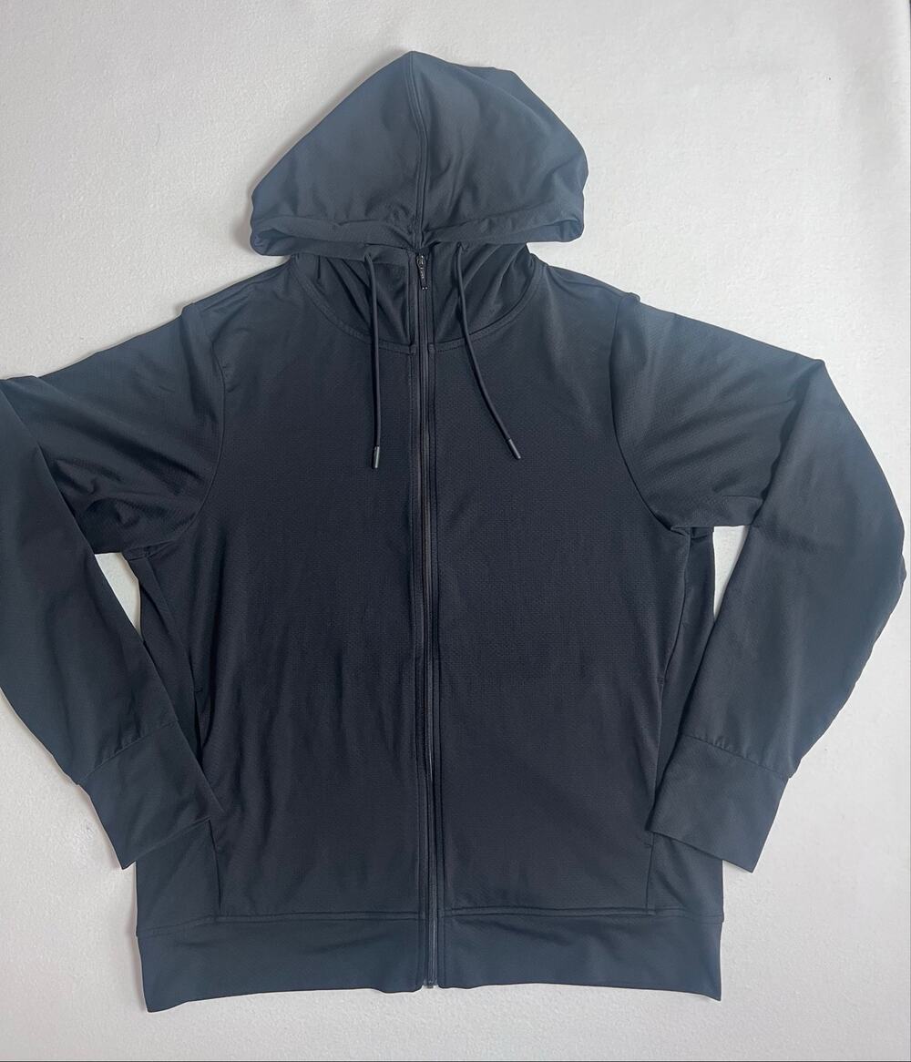 Uniqlo AIRism Men's L Black Full Zip Hoodie UV Protection Stretch Athletic